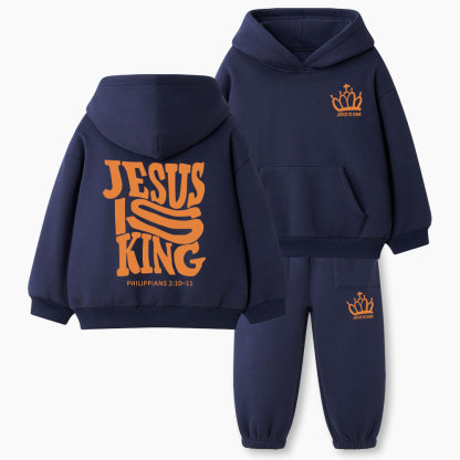 Jesus Is King Christian Kid Fleece Hoodie Set