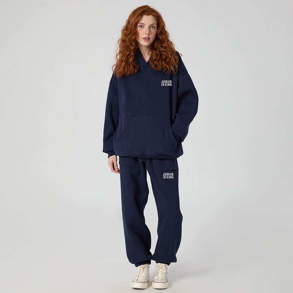 Jesus Is King Christian Premium Fleece Hoodie Set