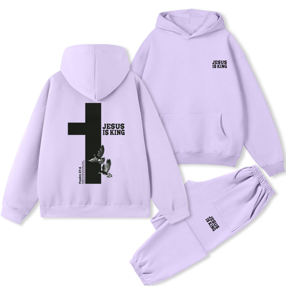 Jesus Is King Christian Premium Fleece Hoodie Set