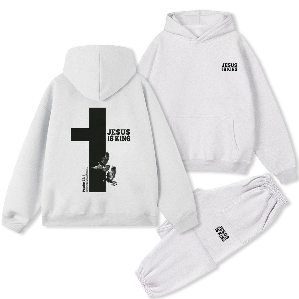 Jesus Is King Christian Premium Fleece Hoodie Set