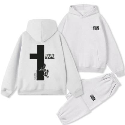 Jesus Is King Christian Premium Fleece Hoodie Set