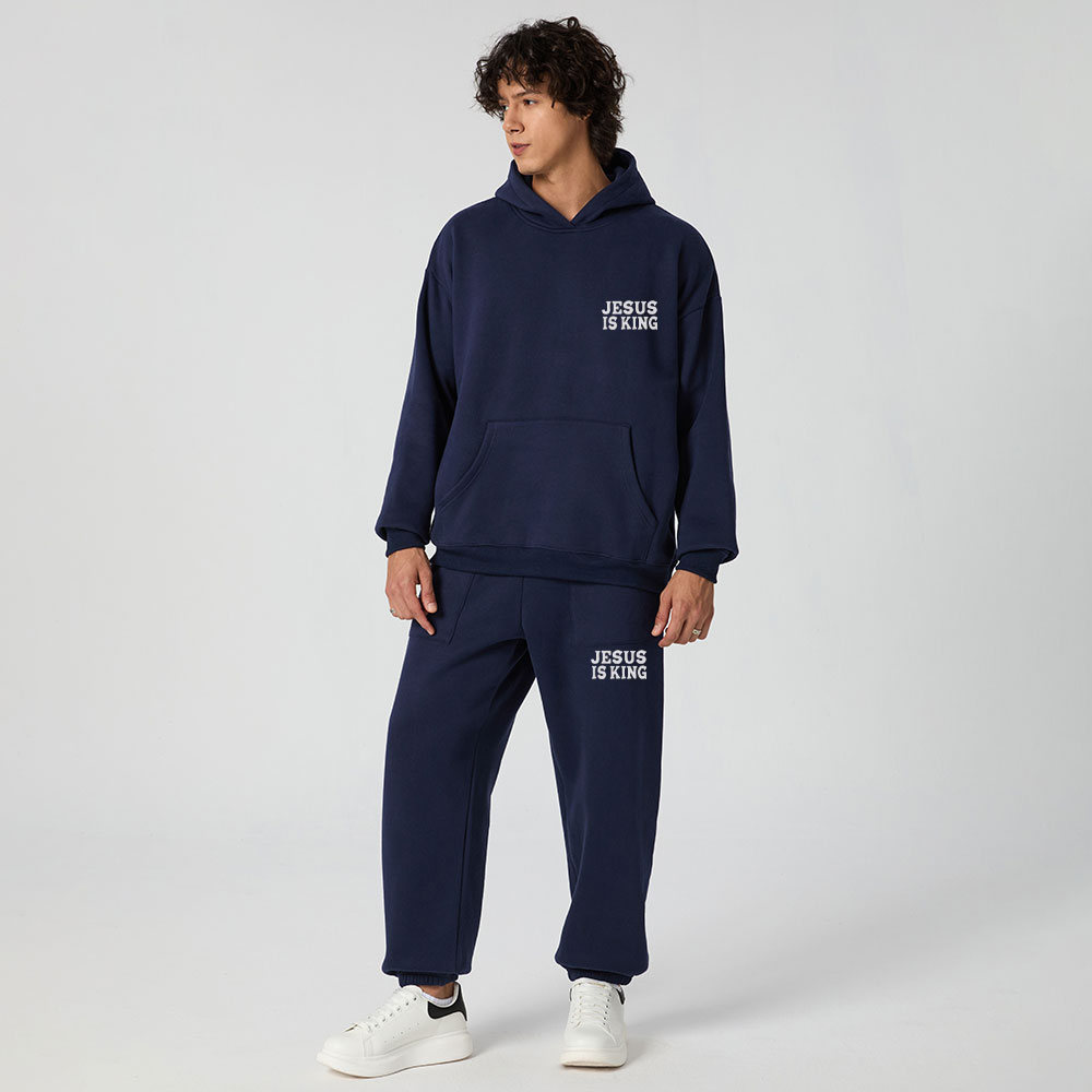 Jesus Is King Christian Premium Fleece Hoodie Set