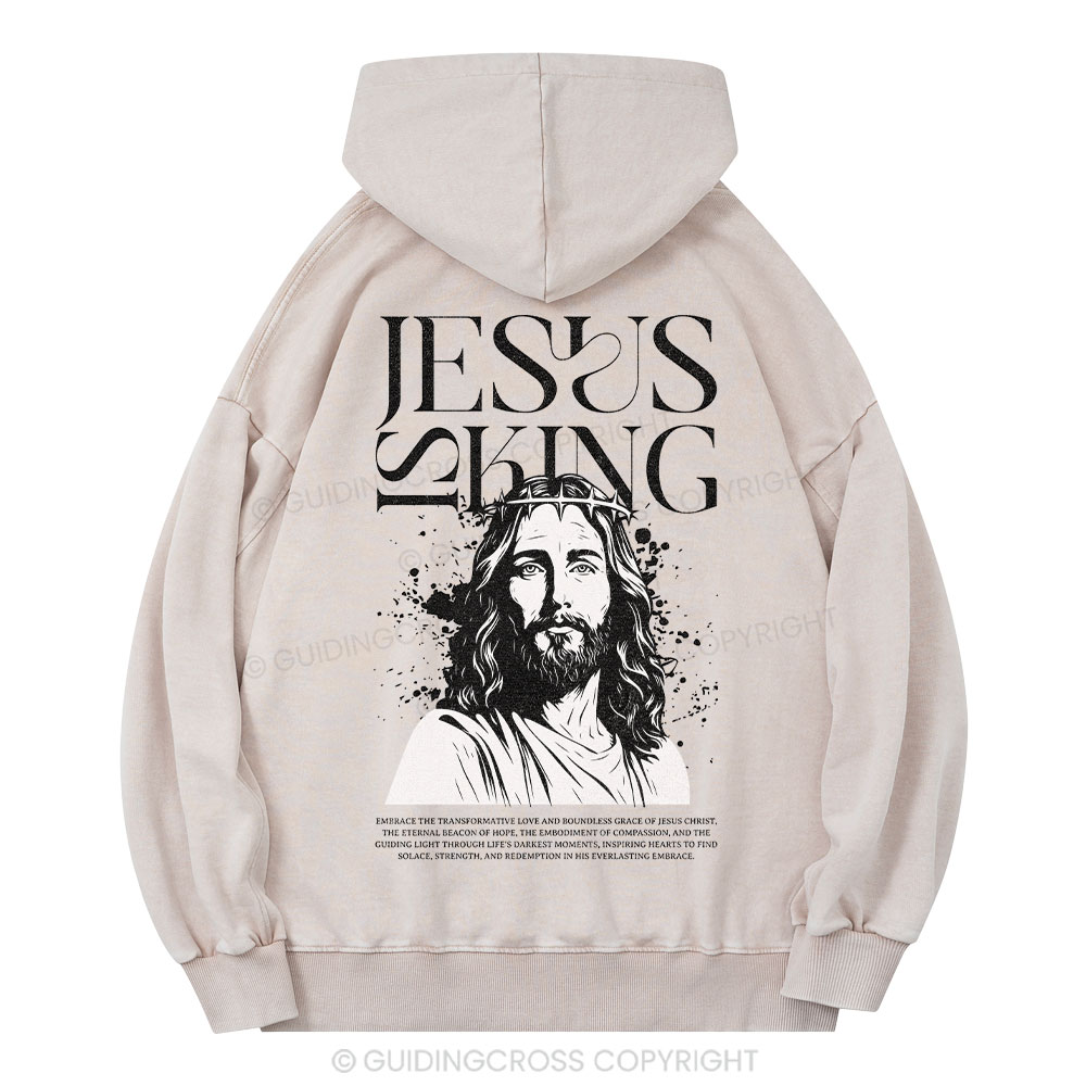 Jesus Is King Christian Washed Hoodie