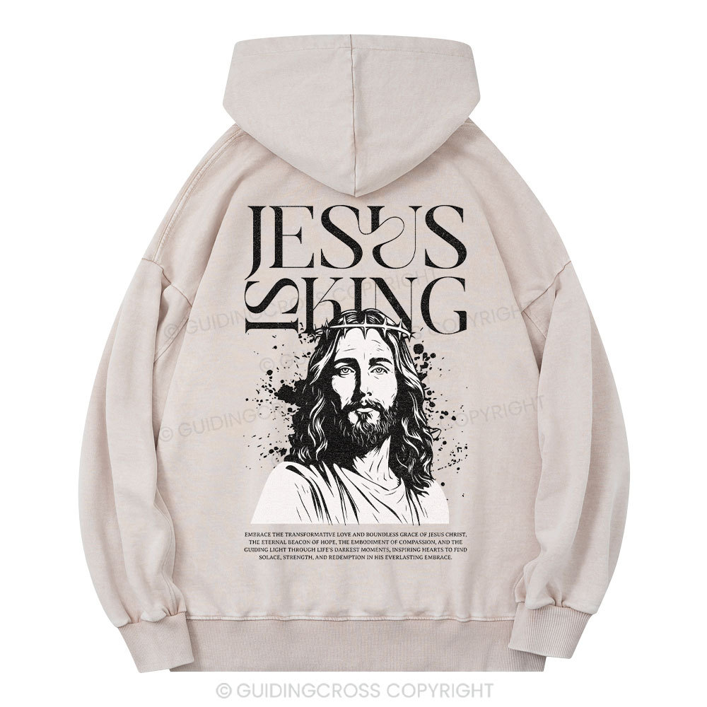 Jesus Is King Christian Washed Hoodie