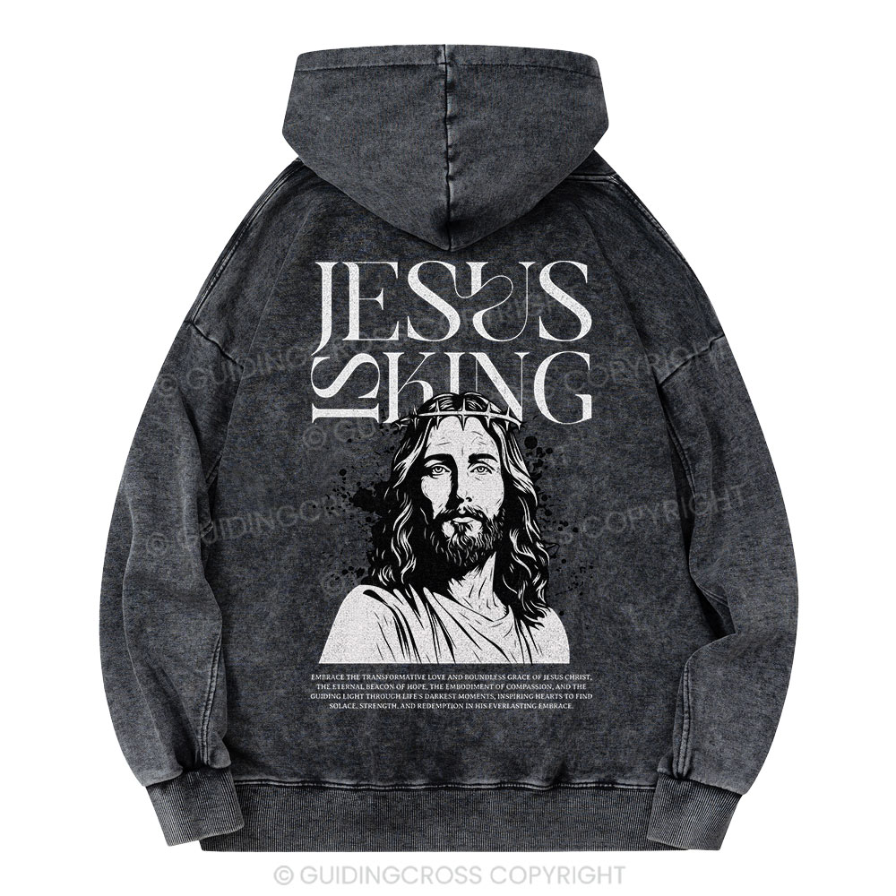 Jesus Is King Christian Washed Hoodie
