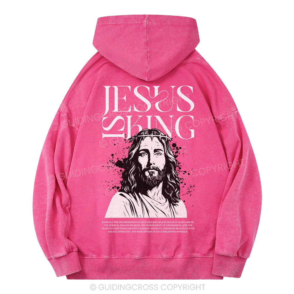 Jesus Is King Christian Washed Hoodie