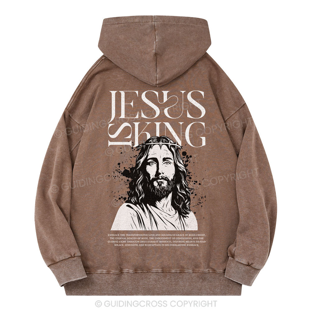 Jesus Is King Christian Washed Hoodie