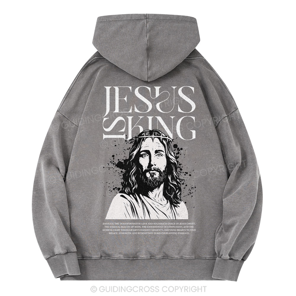 Jesus Is King Christian Washed Hoodie