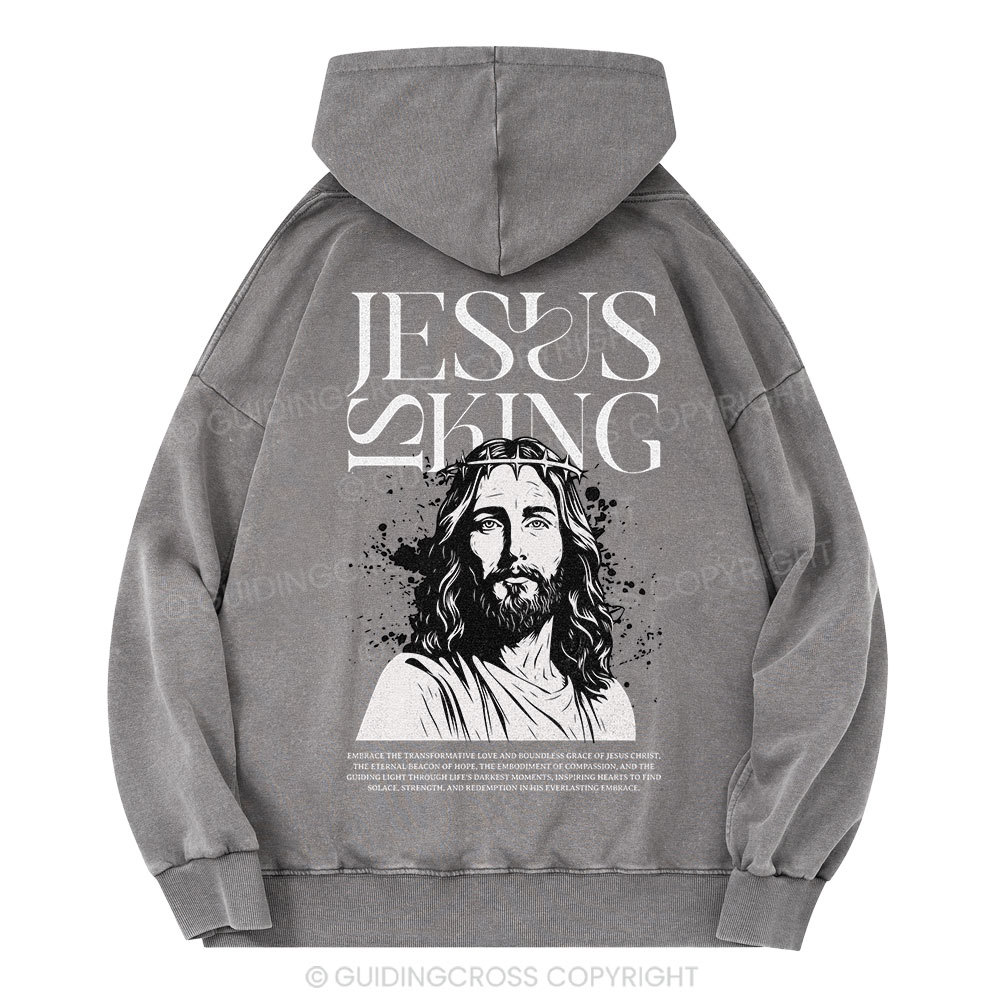 Jesus Is King Christian Washed Hoodie