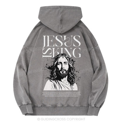 Jesus Is King Christian Washed Hoodie