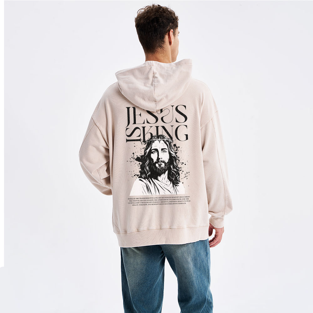 Jesus Is King Christian Washed Hoodie