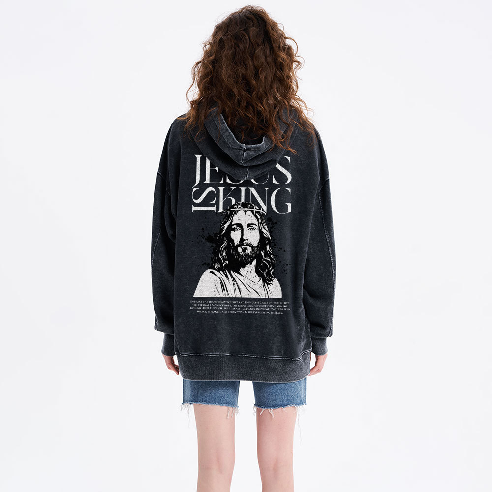 Jesus Is King Christian Washed Hoodie