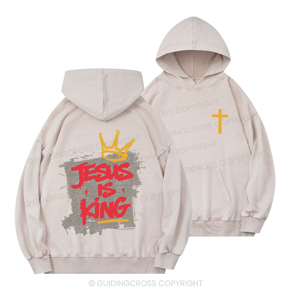Jesus Is King Christian Washed Hoodie