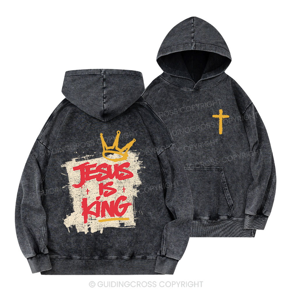 Jesus Is King Christian Washed Hoodie