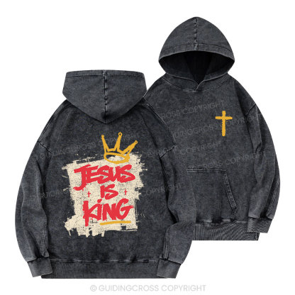 Jesus Is King Christian Washed Hoodie