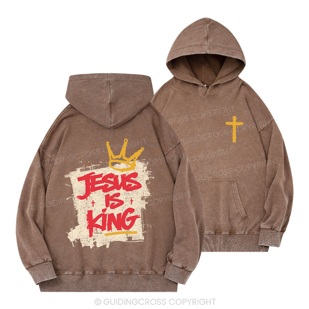 Jesus Is King Christian Washed Hoodie