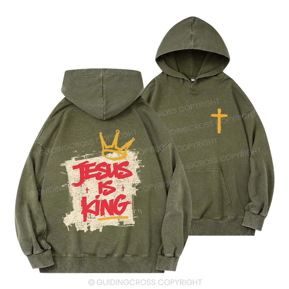 Jesus Is King Christian Washed Hoodie