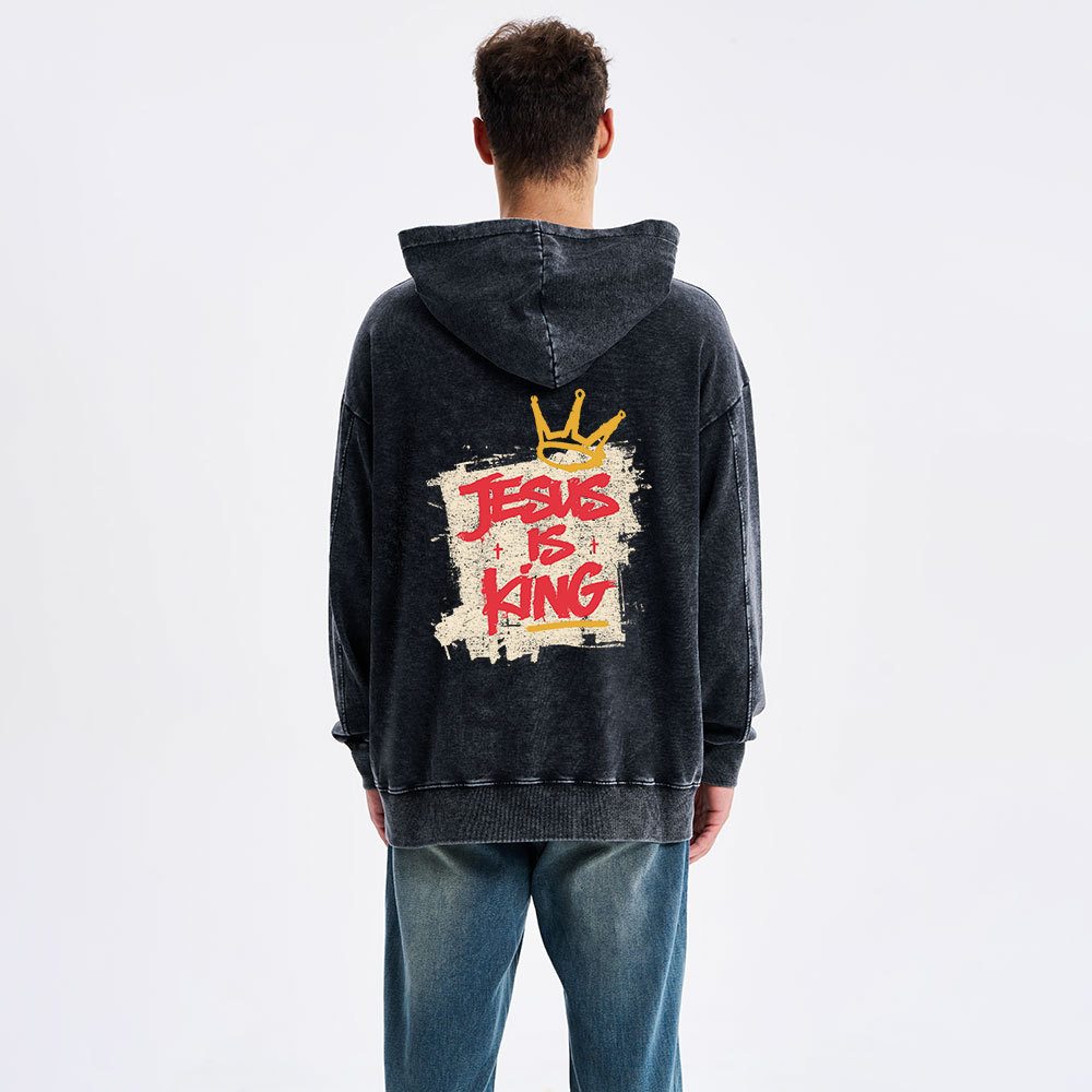 Jesus Is King Christian Washed Hoodie