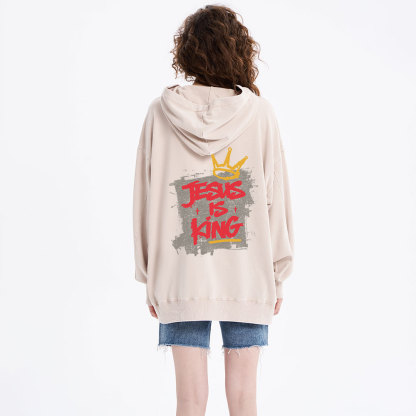 Jesus Is King Christian Washed Hoodie