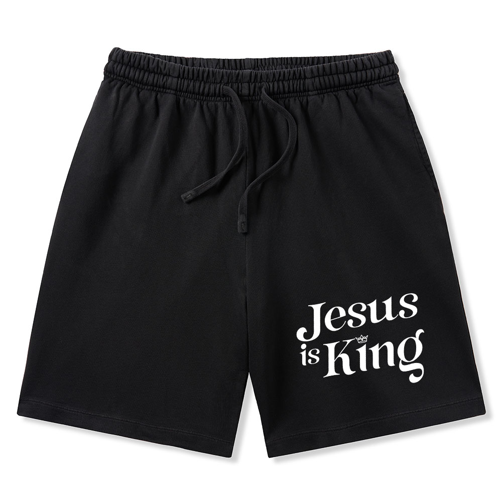 Jesus Is King Christian Washed Shorts