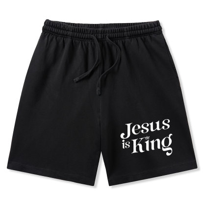 Jesus Is King Christian Washed Shorts