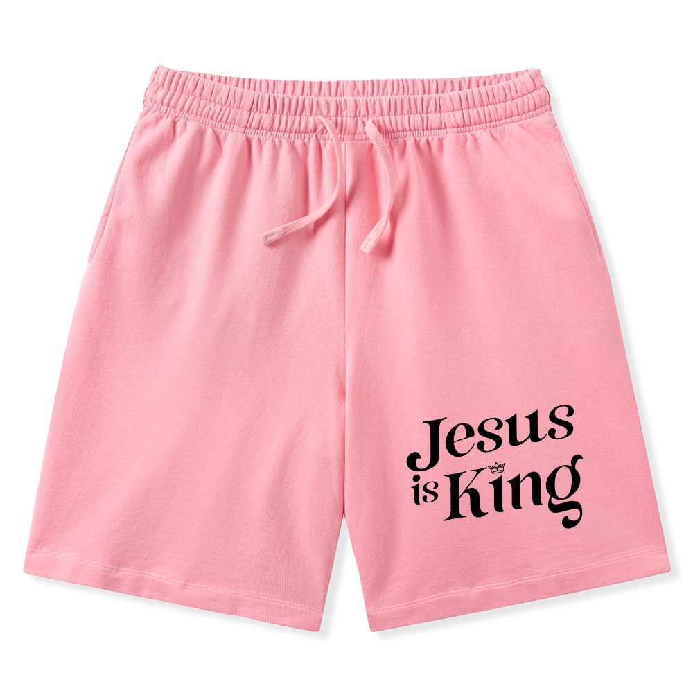 Jesus Is King Christian Washed Shorts