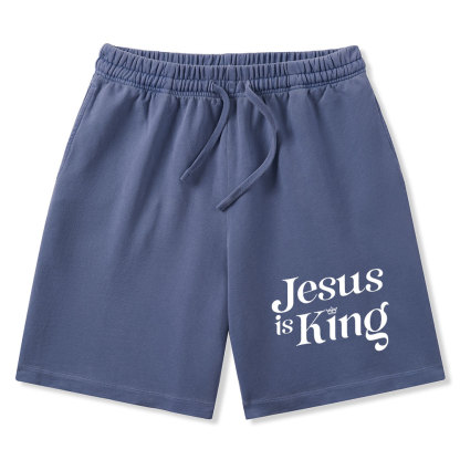 Jesus Is King Christian Washed Shorts