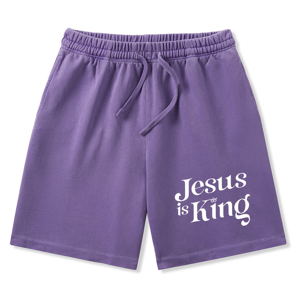 Jesus Is King Christian Washed Shorts