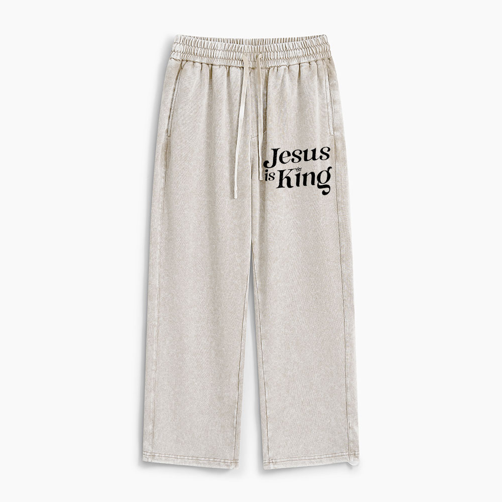 Jesus Is King Christian Washed Sweatpants