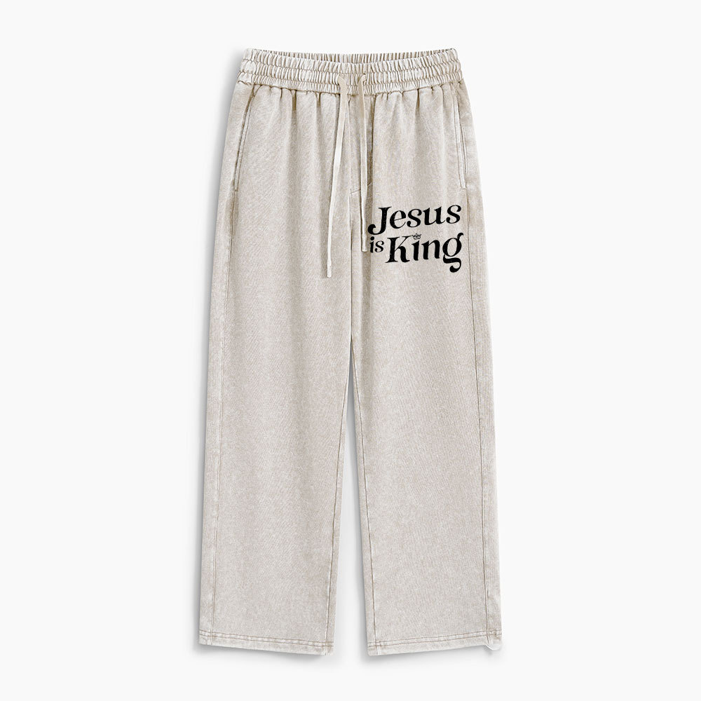 Jesus Is King Christian Washed Sweatpants
