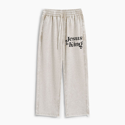 Jesus Is King Christian Washed Sweatpants
