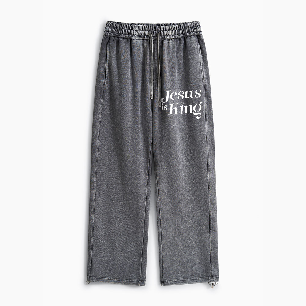 Jesus Is King Christian Washed Sweatpants