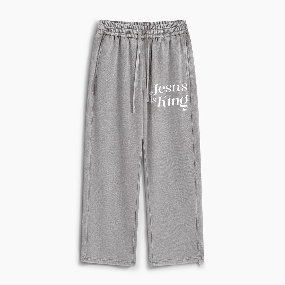 Jesus Is King Christian Washed Sweatpants