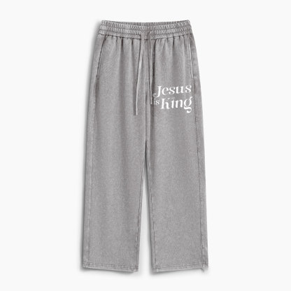 Jesus Is King Christian Washed Sweatpants