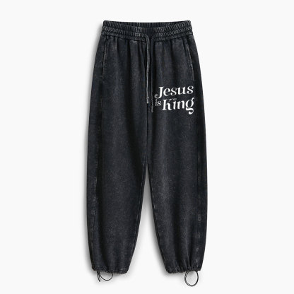 Jesus Is King Christian Washed Sweatpants