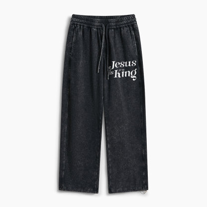 Jesus Is King Christian Washed Sweatpants