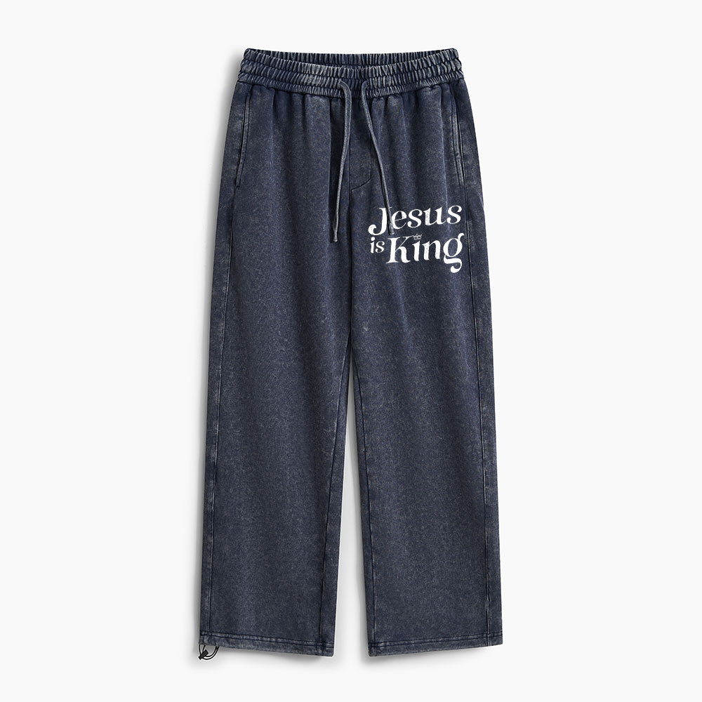 Jesus Is King Christian Washed Sweatpants Sale - GuidingCross