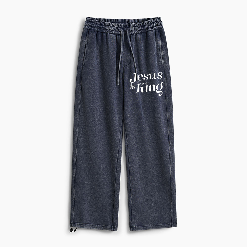 Jesus Is King Christian Washed Sweatpants