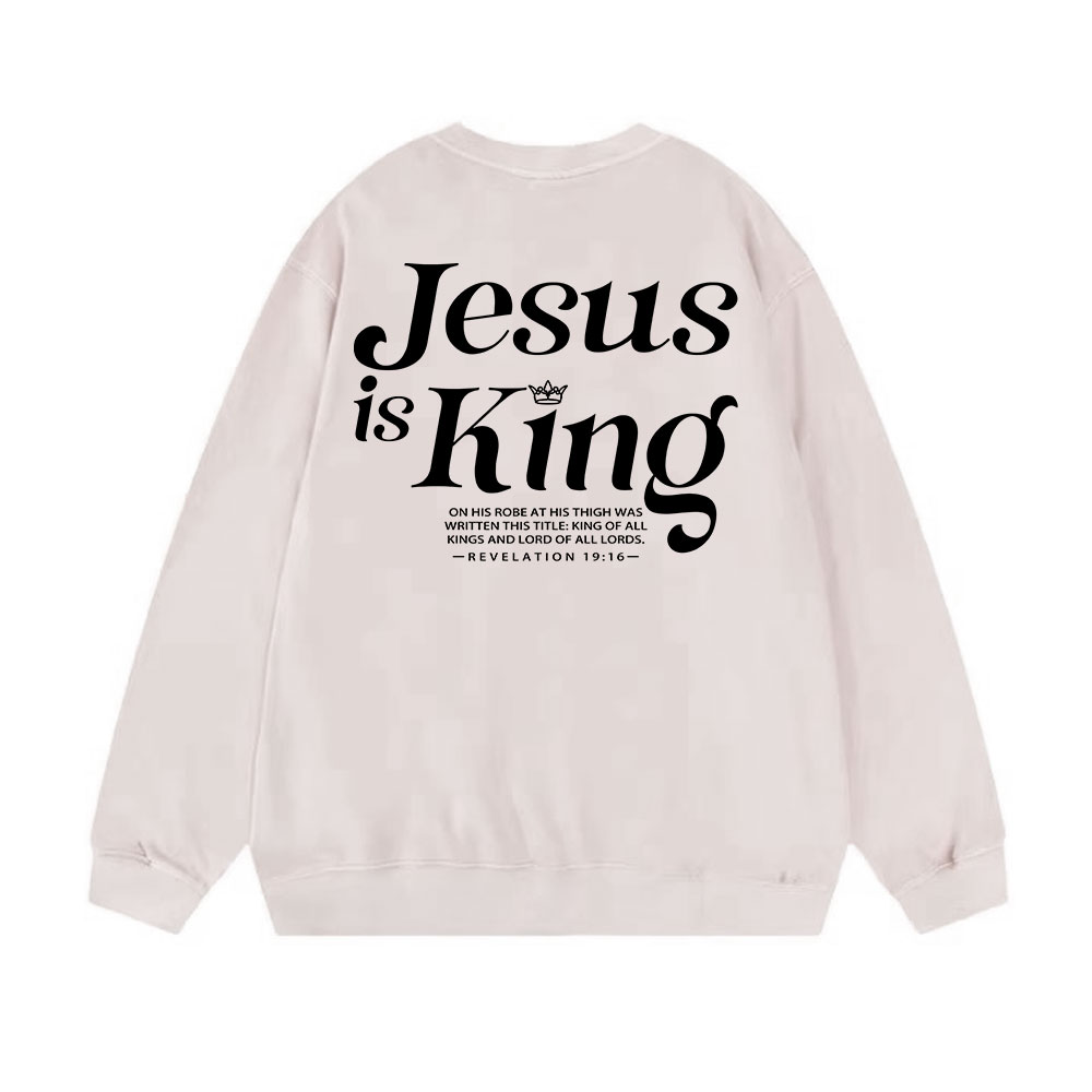 Jesus Is King Christian Washed Sweatshirt