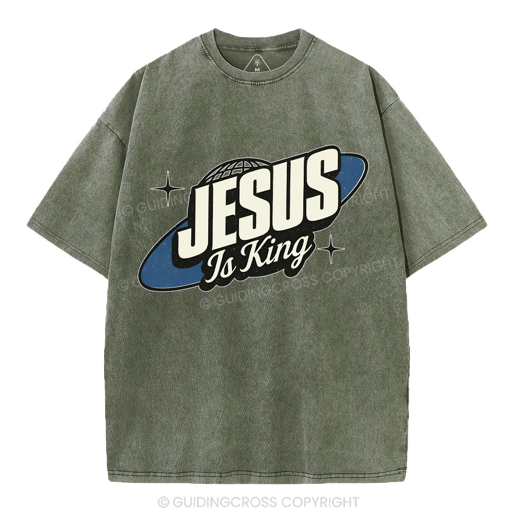 Jesus Is King Christian Washed T-Shirt