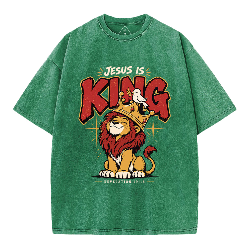 Jesus Is King Christian Washed T-Shirt