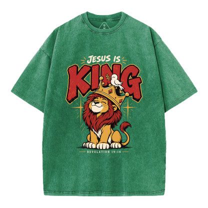 Jesus Is King Christian Washed T-Shirt
