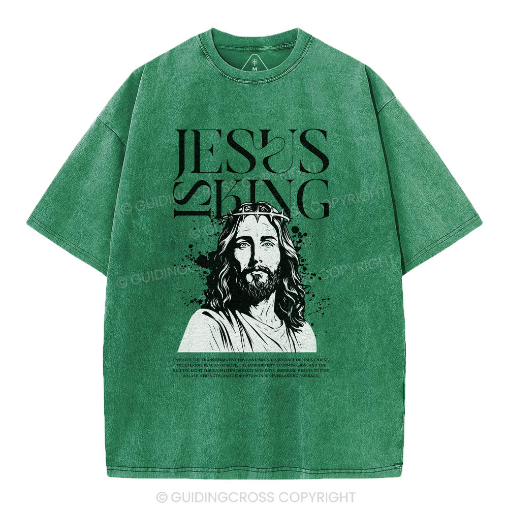 Jesus Is King Christian Washed T-Shirt