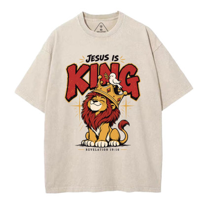 Jesus Is King Christian Washed T-Shirt