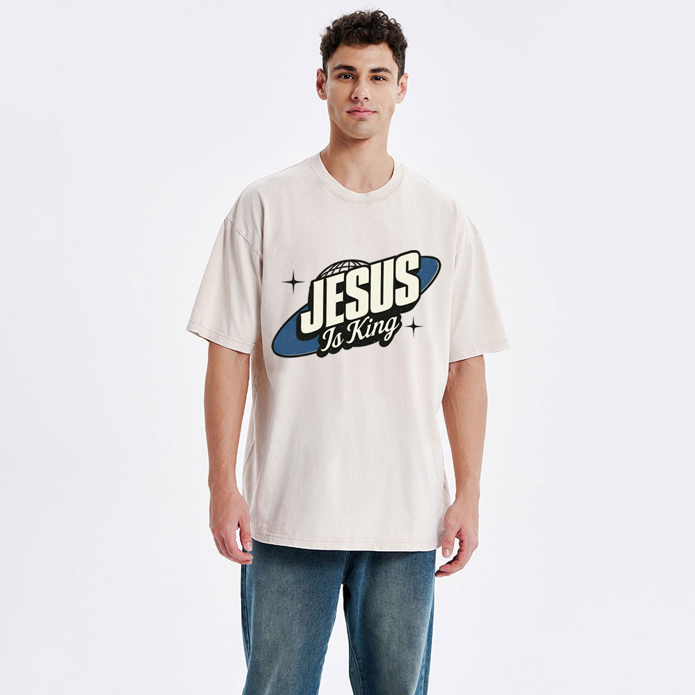 Jesus Is King Christian Washed T-Shirt