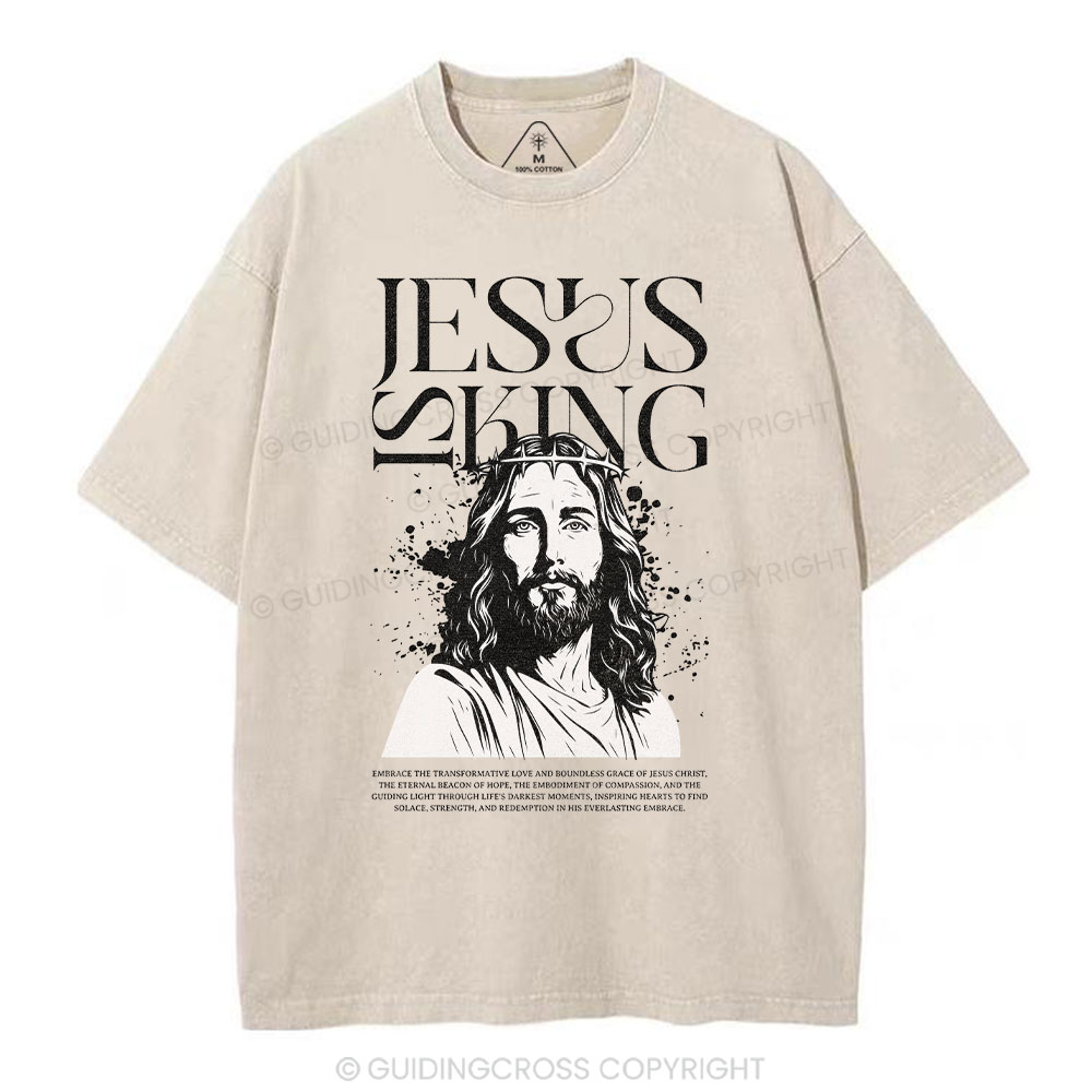 Jesus Is King Christian Washed T-Shirt