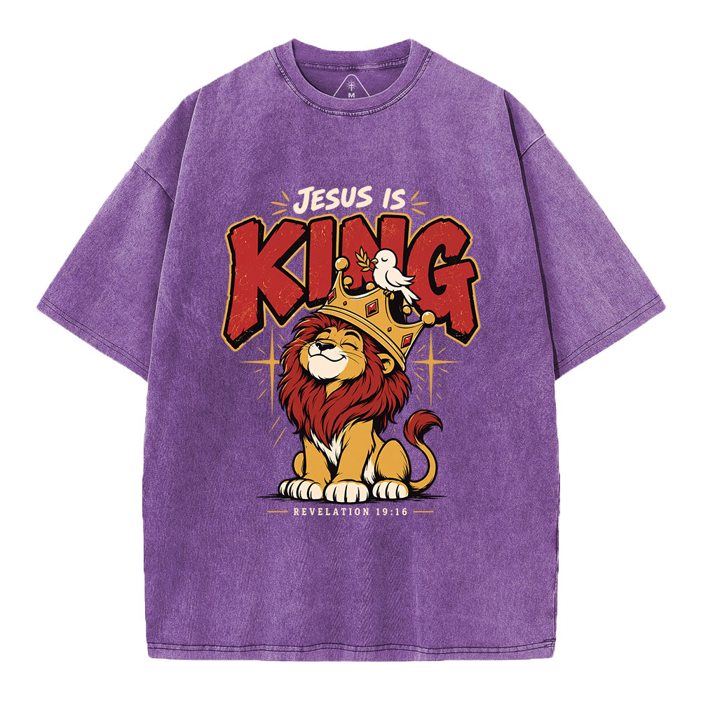Jesus Is King Christian Washed T-Shirt