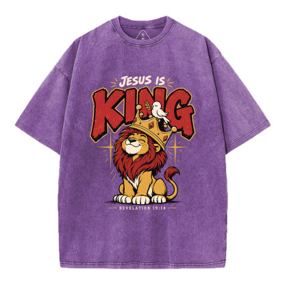 Jesus Is King Christian Washed T-Shirt