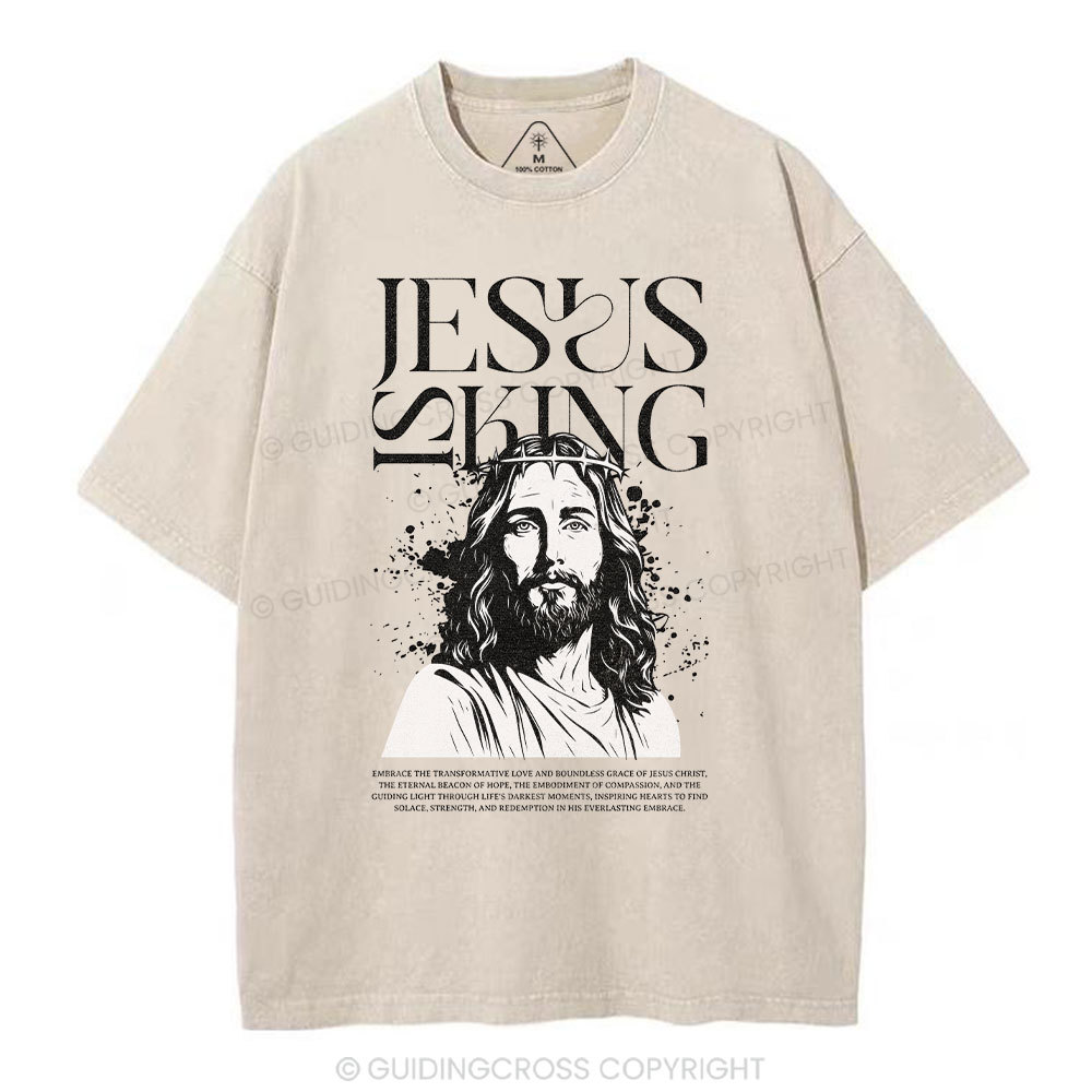 Jesus Is King Christian Washed T-Shirt