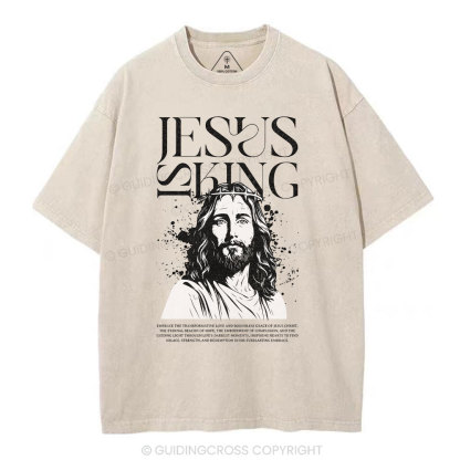 Jesus Is King Christian Washed T-Shirt